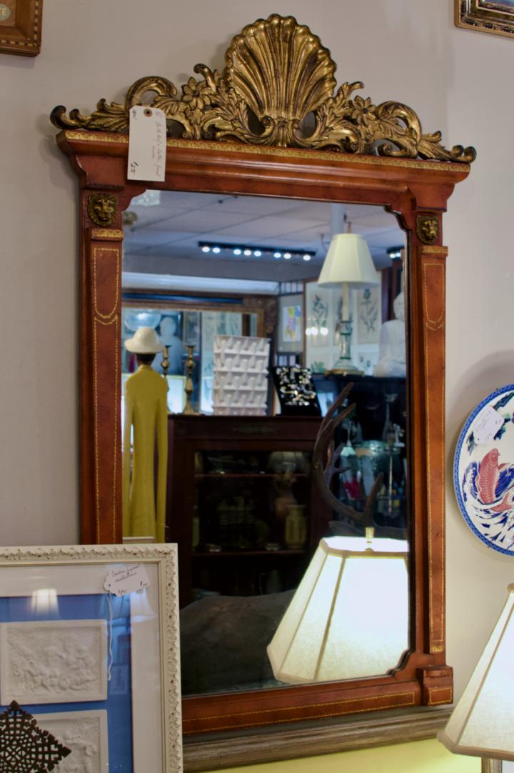 Shop Gold leaf & leather framed mirror | Hunt & Gather