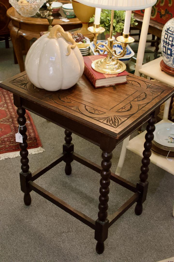 Shop Antique English oak carved top table | Hunt & Gather