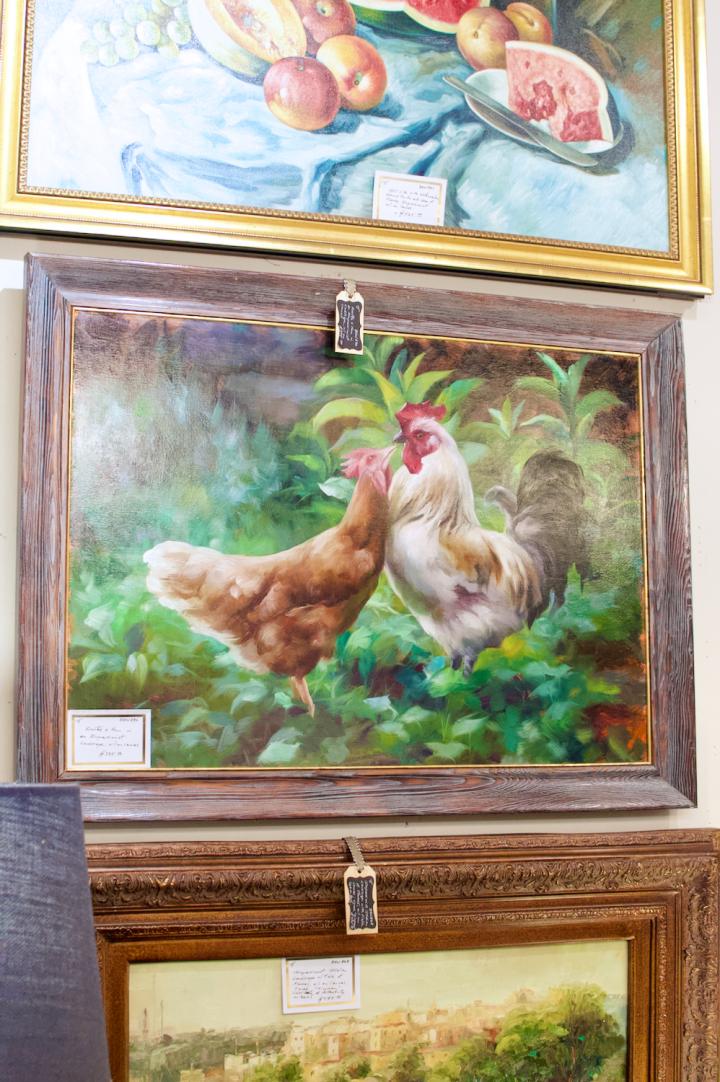 Shop Rooster & hen in an impressionist landscape | Hunt & Gather