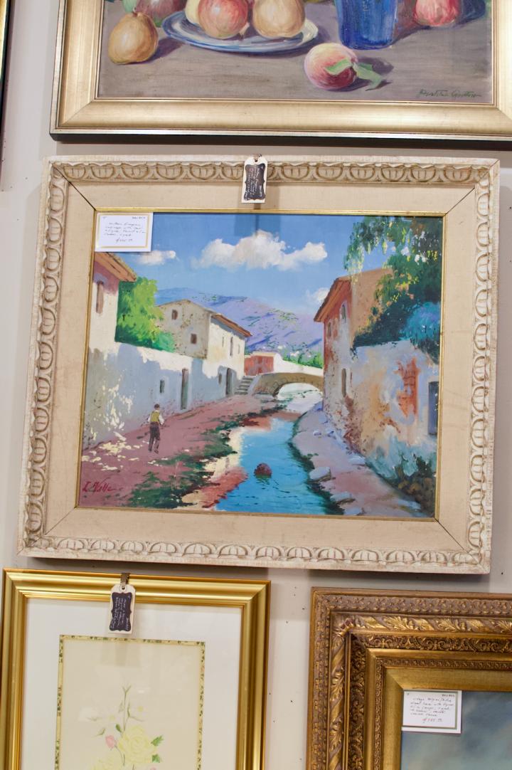 Shop Southern European landscape w/ canal & figure | Hunt & Gather