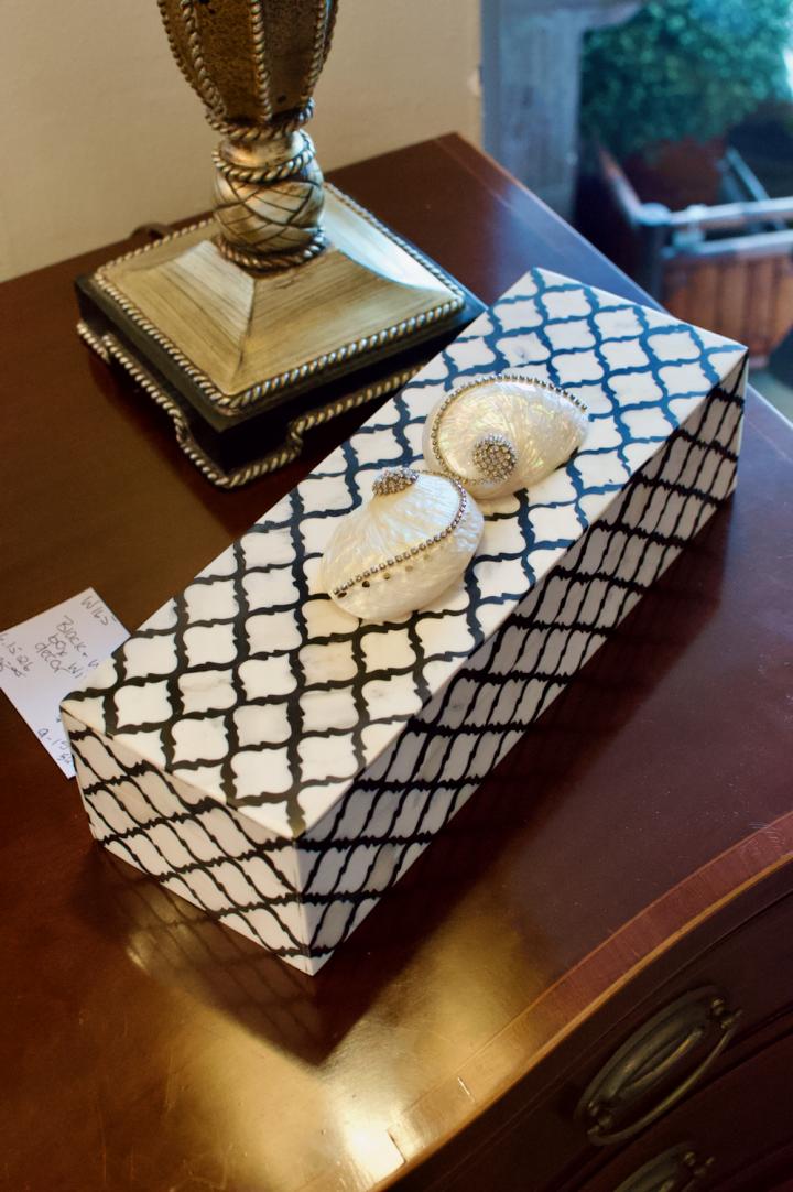 Shop Black & white box w/ shell decor | Hunt & Gather