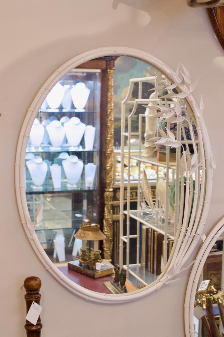 Shop Hollywood regency white faux bamboo oval mirror | Hunt & Gather