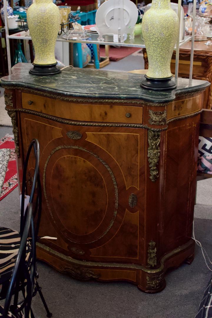 Shop Marble top marquetry console cabinet | Hunt & Gather
