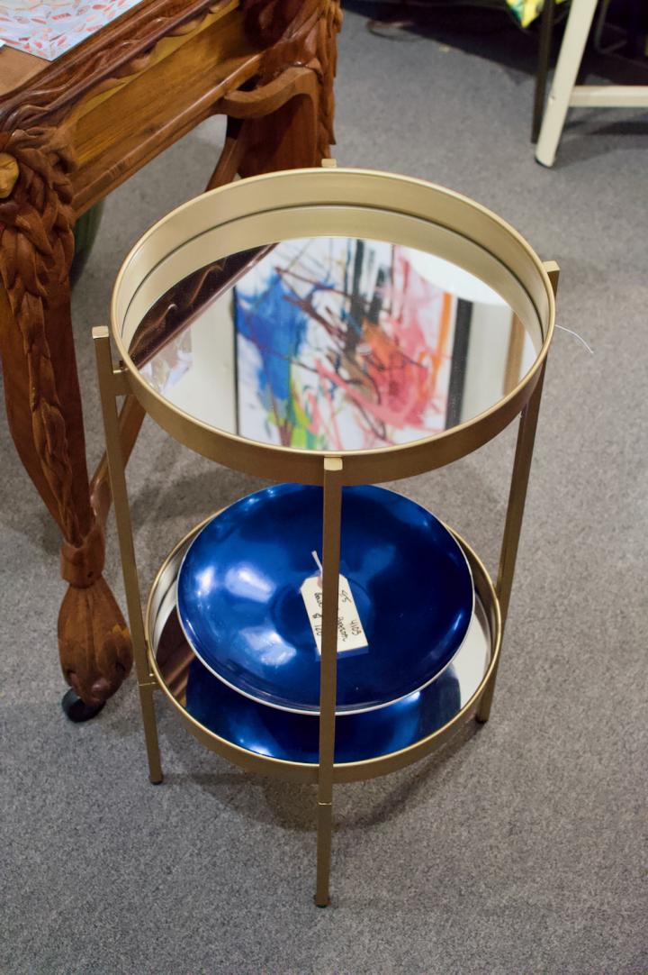 Shop Gold mirrored magnetic tray folding side table | Hunt & Gather