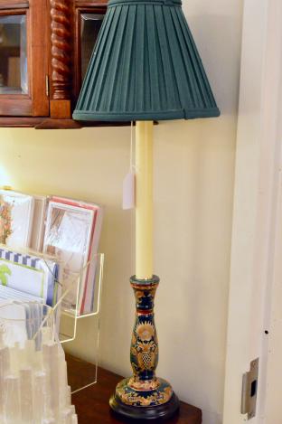 Oriental candlestick design buffet lamp. 1 of pair.