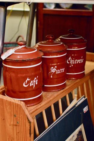 Vintage French 3pc canister set