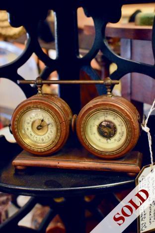 Vintage French clock & weather station set.