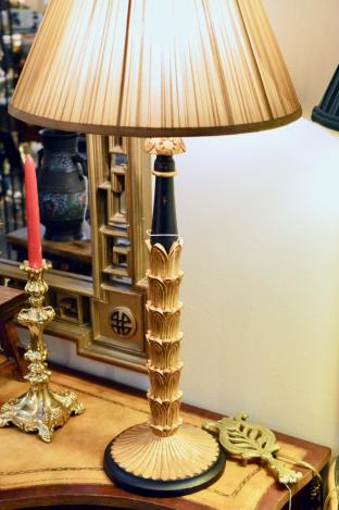 Gold candlestick lamp (1 of pair)