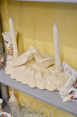 Vintage white ceramic bird candle holder centerpiece
