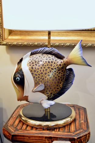 Italian porcelain fish lamp