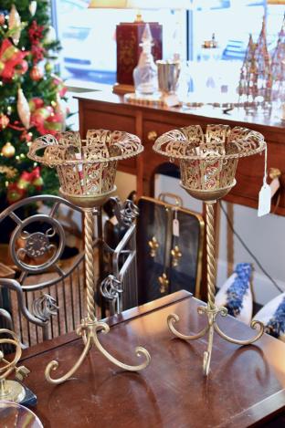 Pair of gold gilted candle holders
