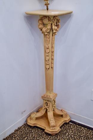 Carved wood pedestal