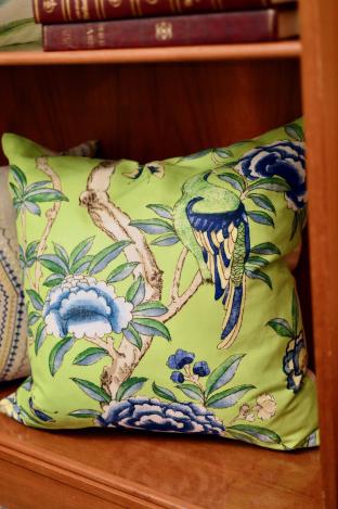 Blue/green spring birds pillow - 1 of pair