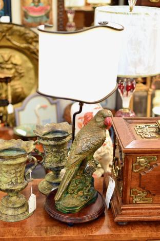 Solid brass parrot lamp