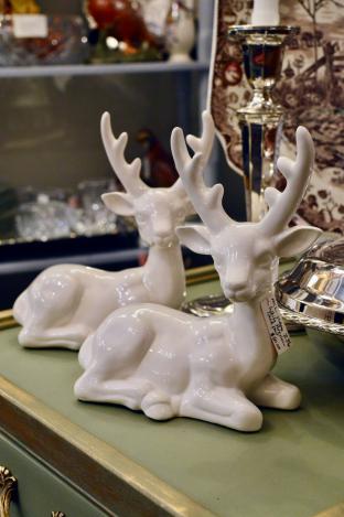 White porcelain deer pair