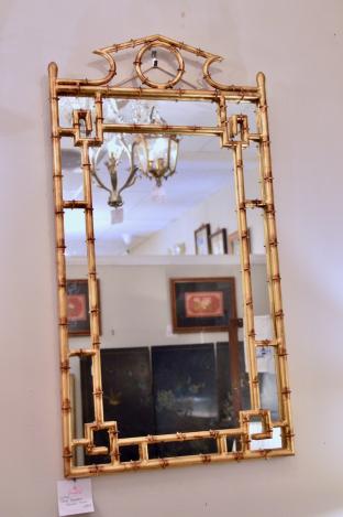 Vintage faux bamboo framed mirror