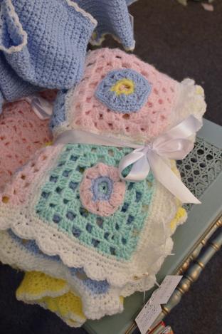 Hand crochet granny square baby blanket