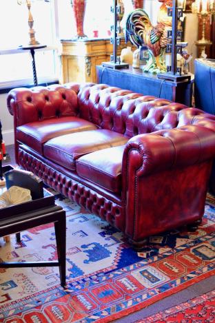English chesterfield all leather sofa