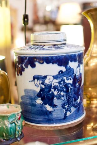 Blue & white lidded ginger jar