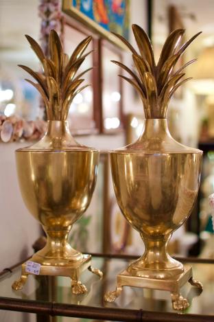 Brass urn pair