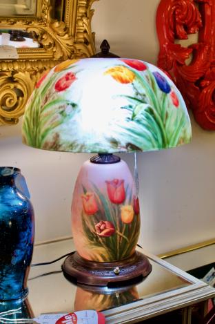 Hand painted glass lamp