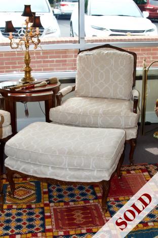 Pair of French Bergere chairs w/ ottoman