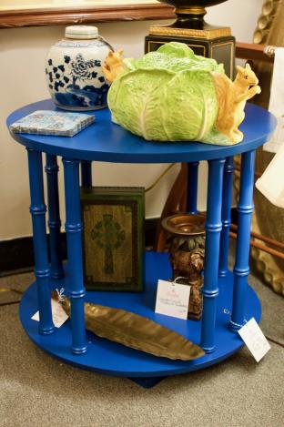 Cobalt faux bamboo end table
