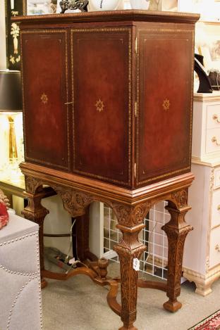 Maitland Smith embossed leather chest on stand