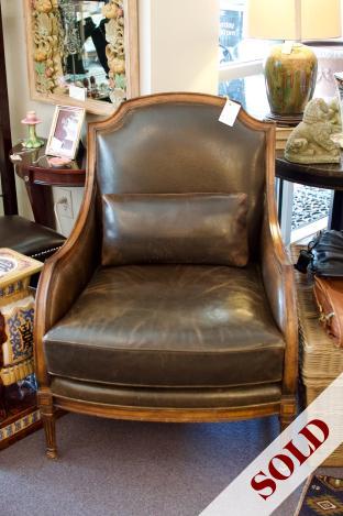 Leather chair w/ pillow