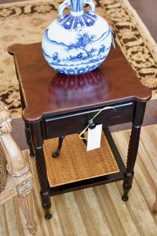 Side table w/ cane shelf