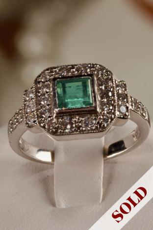 Art Deco style emerald & diamond ring