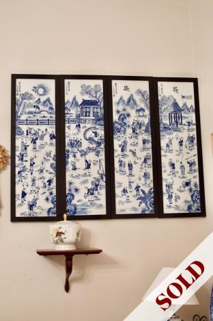 Blue & white 4 piece wall panel