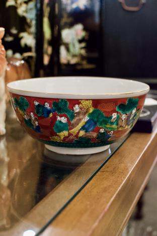 Asian hand painted bowl w/ stamp