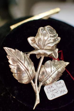 Sterling rose brooch