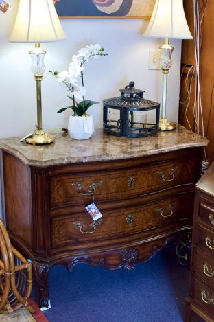 Henredon marble top 2 drawer chest