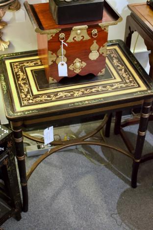Paint decorated black & gold table
