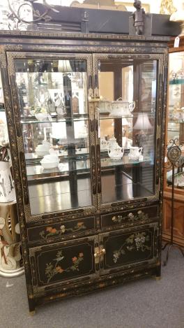 Vtg Chinoiserie Curio/China Cabinet