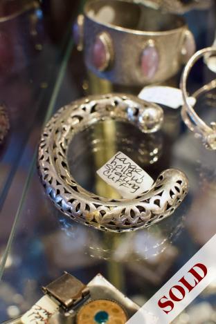 Large hollow Sterling cuff bracelet