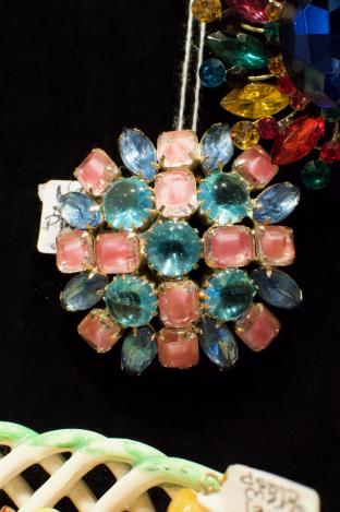Neat stones pink & blue brooch