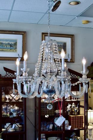 Six arm crystal chandelier