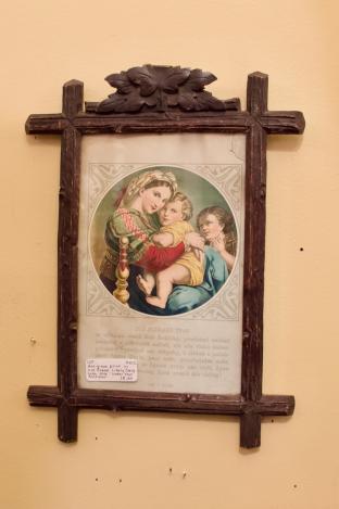 Religious print in old frame