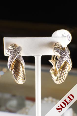 18K gold hoop & diamond earrings