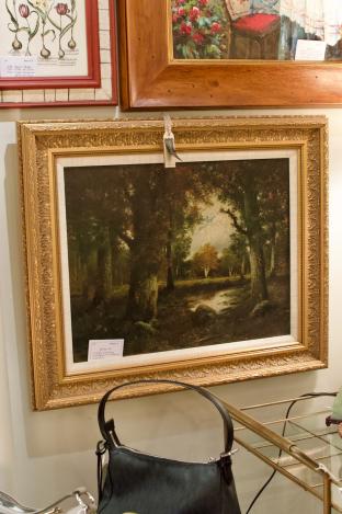 Vintage woodland landscape oil on board - signed