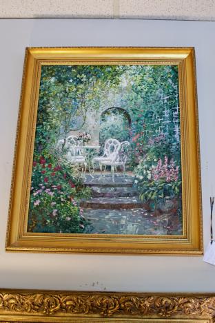 Oil on canvas courtyard