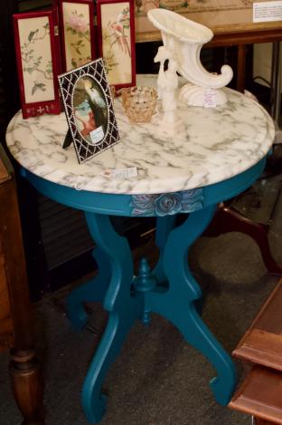 Painted vintage marble top center table