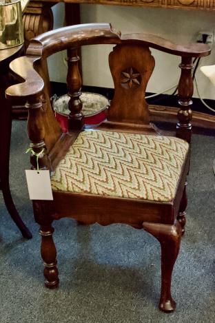 Antique English oak corner chair