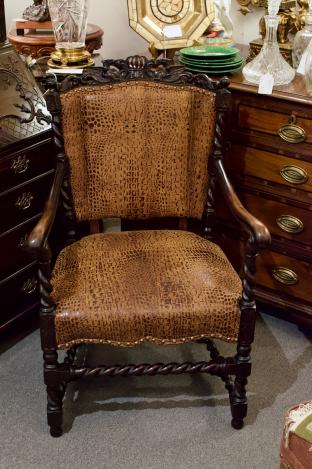 Brand new leather upholstered 1920’s era English chair