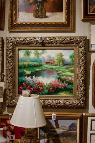 Impressionist summer cottage / lake landscape painting