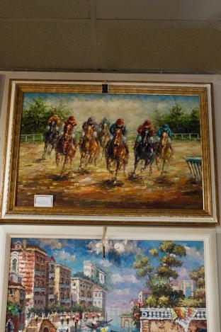 Impressionist derby horse race scene - painting