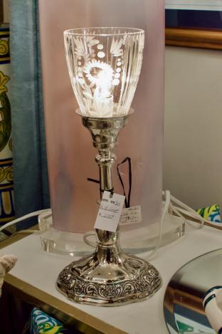 Pair silver plate lamps